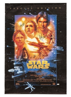 Star Wars Poster Autographed By 4 Cast Members
